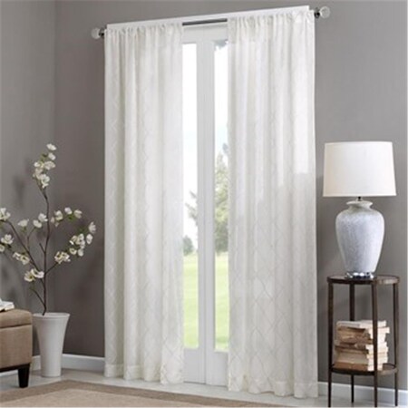 Madison Park Irina Diamond Sheer Window Curtain, White - 84 in. MP40-1064
